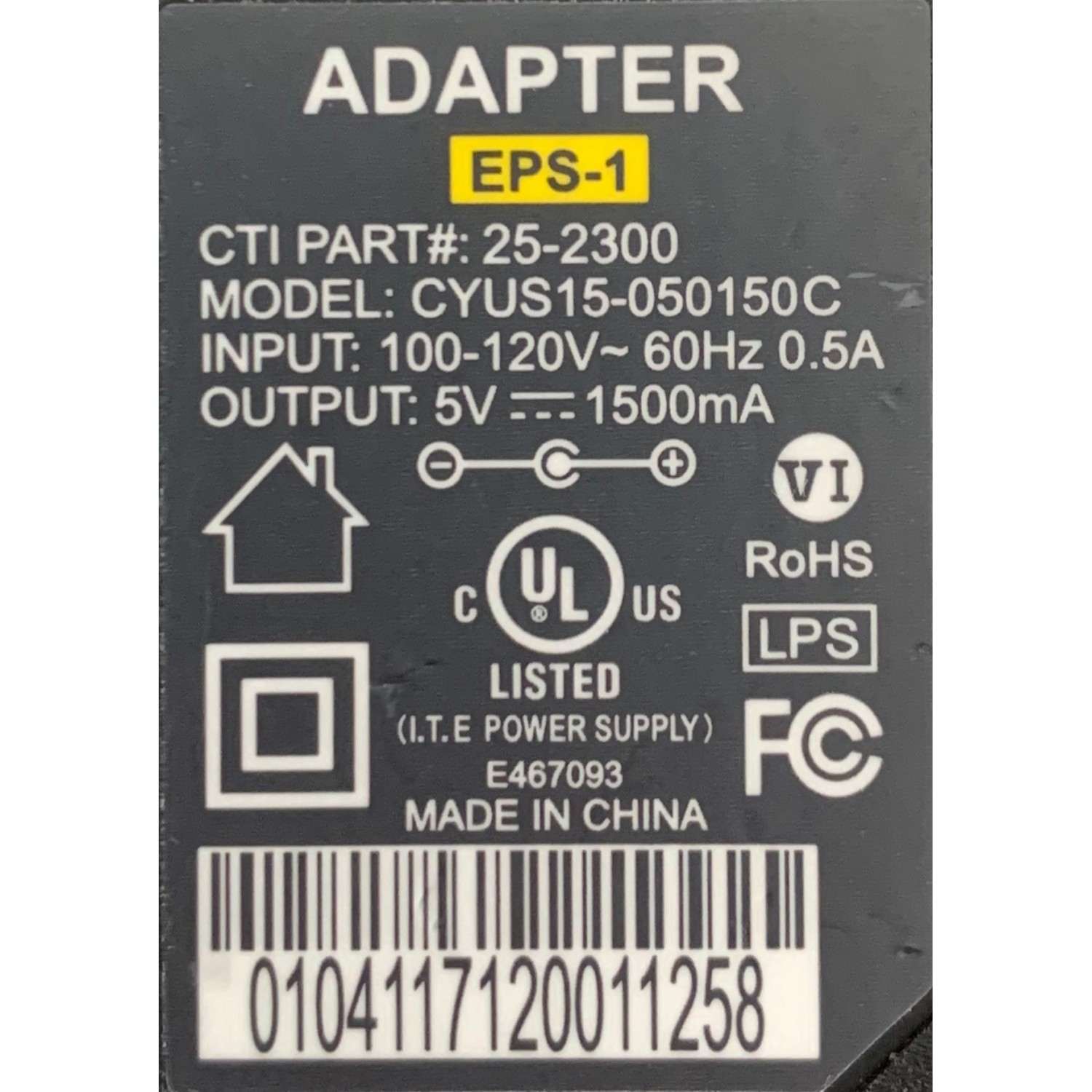 CARGADOR / ADAPTADOR DE FUENTE DE ALIMENTACION COMCAST VCA-VCD / NUMERO DE PARTE 25-300 / ENTRADA VCA 100-120V~60HZ 0.5A / SALIDA VCD 5V 1500MA / MODELO CYUS15-050150C - Imagen 4
